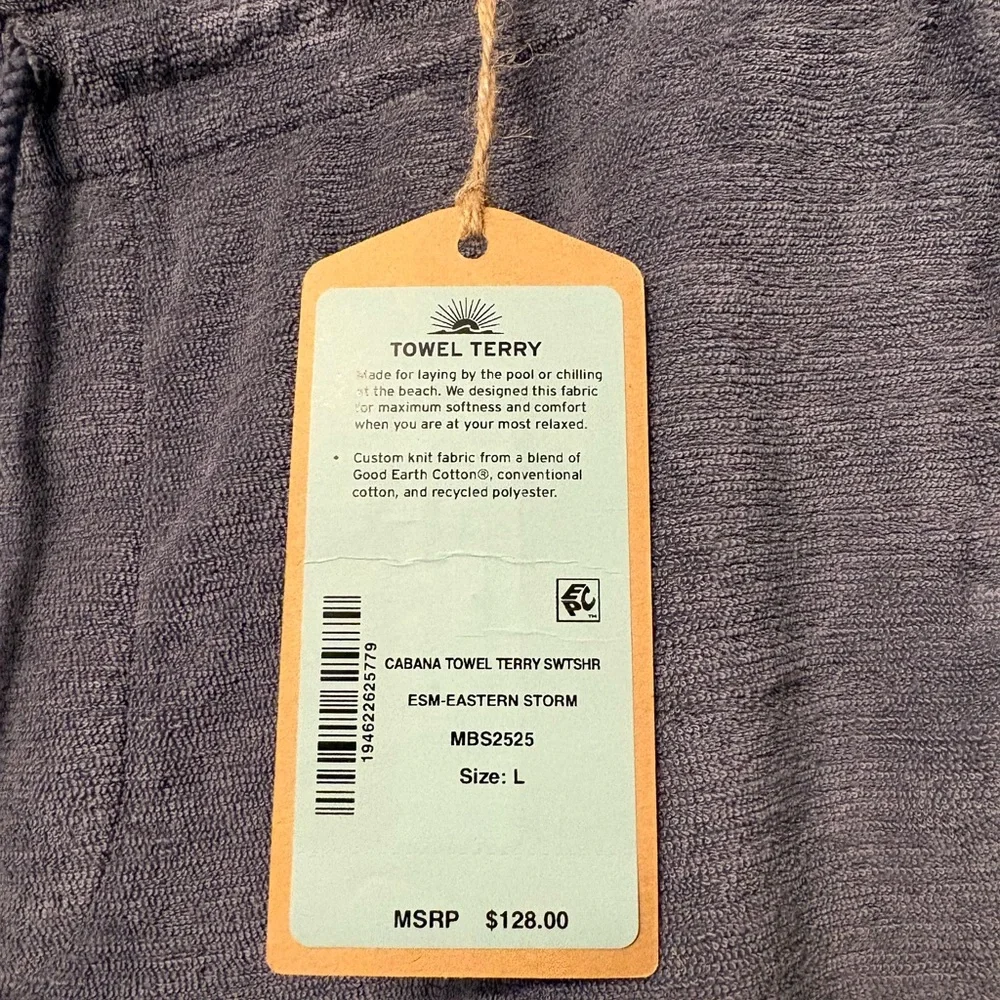 NWT Faherty Men's Cabana Towel Terry Shorts Eastern Storm Blue Large $128